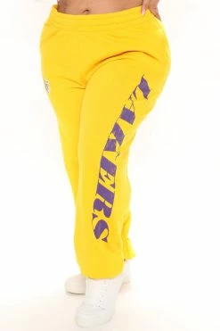 Fashion Nova NBA On The Rebound Lakers Sweatpants - Yellow Sweatpants & Joggers