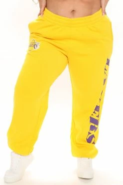 Fashion Nova NBA On The Rebound Lakers Sweatpants - Yellow Sweatpants & Joggers