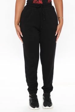 Fashion Nova Unbothered Fleece Jogger - Black Sweatpants & Joggers