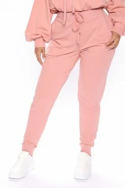 Fashion Nova Latest And Greatest French Terry Jogger - Mauve Sweatpants & Joggers