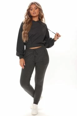 Fashion Nova Latest And Greatest French Terry II Hoodie - Charcoal