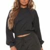 Fashion Nova Latest And Greatest French Terry II Hoodie - Charcoal