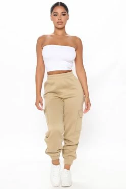 Fashion Nova Sweatpants & Joggers Let's Relax Jogger Sweatpants - Tan