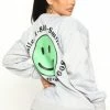 Fashion Nova Hoodies & Sweatshirts 1 800 Smile Happy Face Sweatshirt - Heather Grey