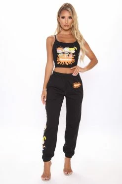 Fashion Nova Sweatpants & Joggers Nickelodeon Rugrats Sweatpants - Black