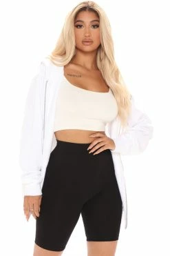 Fashion Nova Stole Your Boyfriend's Oversized Zip Up Hoodie - White
