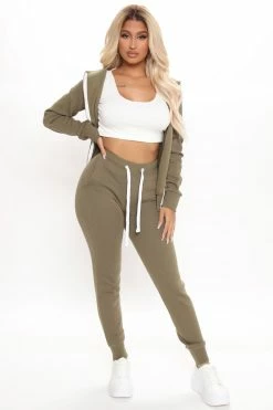 Fashion Nova Hoodies & Sweatshirts Relaxed Vibe Zip Up Jacket - Olive