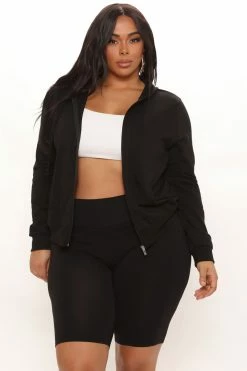 Fashion Nova Latest And Greatest French Terry Zip Hoodie - Black