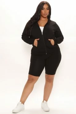 Fashion Nova Latest And Greatest French Terry Zip Hoodie - Black