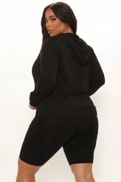Fashion Nova Latest And Greatest French Terry Zip Hoodie - Black
