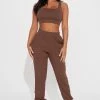 Fashion Nova Through The Late Night Jogger Set - Chocolate