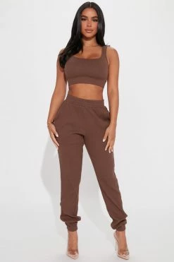 Fashion Nova Through The Late Night Jogger Set - Chocolate