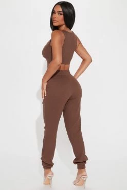 Fashion Nova Through The Late Night Jogger Set - Chocolate