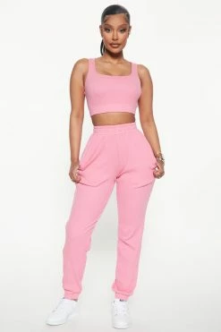 Fashion Nova Loungewear Sets Through The Late Night Jogger Set - Pink