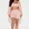 Fashion Nova Comfort Me 3 Piece Short Set - Pink Loungewear Sets