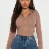 Fashion Nova Better Days Crop Hoodie - Khaki Hoodies & Sweatshirts