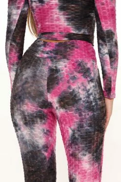 Fashion Nova Loungewear Pant Sets Kristina Tie Dye Honeycomb - Pink/combo