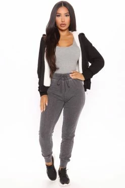 Fashion Nova Double Standards Sherpa Hoodie - Black