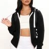 Fashion Nova Relaxed Vibe Zip Up Jacket - Black