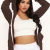 Fashion Nova Relaxed Vibe Zip Up Jacket - Chocolate