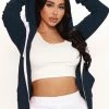 Fashion Nova Relaxed Vibe Zip Up Jacket - Navy