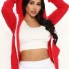 Fashion Nova Relaxed Vibe Zip Up Jacket - Red Hoodies & Sweatshirts