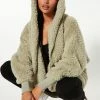 Fashion Nova Cozied Up Together Faux Sherpa Jacket - Sage