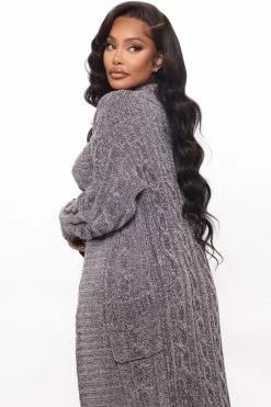 Fashion Nova Loungewear Sets Cozy Living 3 Piece Short Set - Charcoal