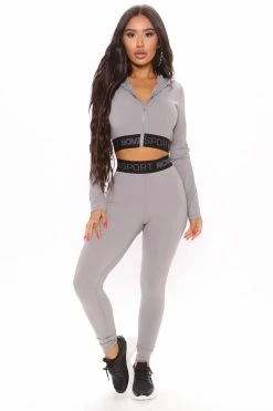 Fashion Nova No Excuses Active Crop Jacket In Sculpt Tech - Grey Hoodies & Sweatshirts