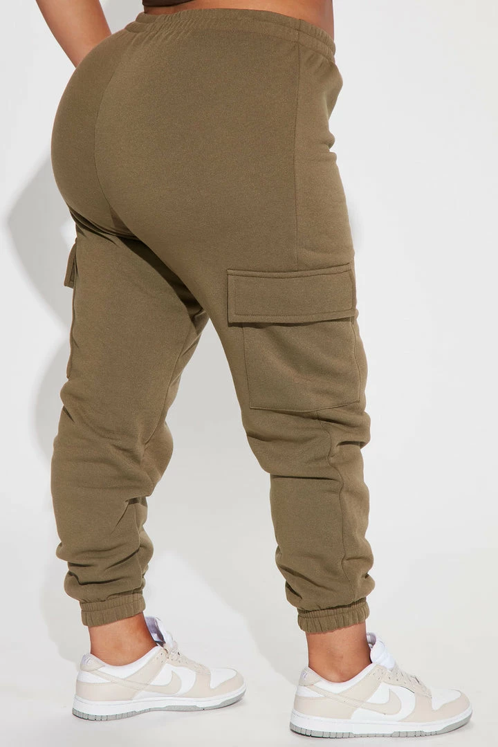 Fashion Nova Let's Relax Jogger Sweatpants - Olive Sweatpants & Joggers