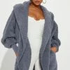 Fashion Nova Hoodies & Sweatshirts Cozied Up Together Faux Sherpa Jacket - Slate Blue