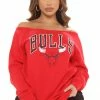 Fashion Nova Beat The Buzzer Bulls Off Shoulder Sweatshirt - Red