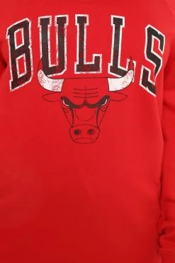 Fashion Nova Beat The Buzzer Bulls Off Shoulder Sweatshirt - Red