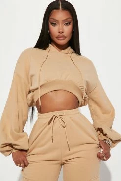 Fashion Nova Chill Days Cargo Pant Set - Taupe Loungewear Pant Sets