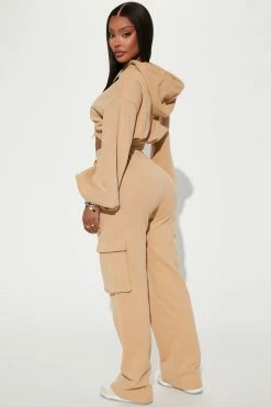 Fashion Nova Chill Days Cargo Pant Set - Taupe Loungewear Pant Sets