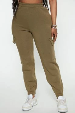 Fashion Nova Let's Relax Jogger Sweatpants - Olive Sweatpants & Joggers