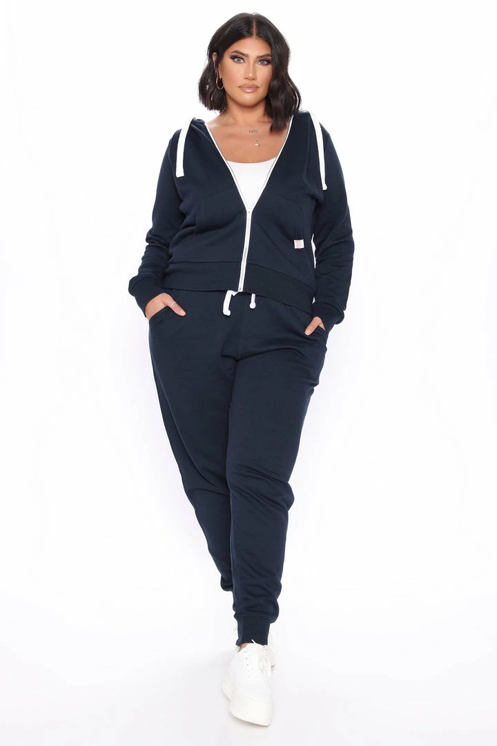Fashion Nova Relaxed Vibe Zip Up Jacket - Navy