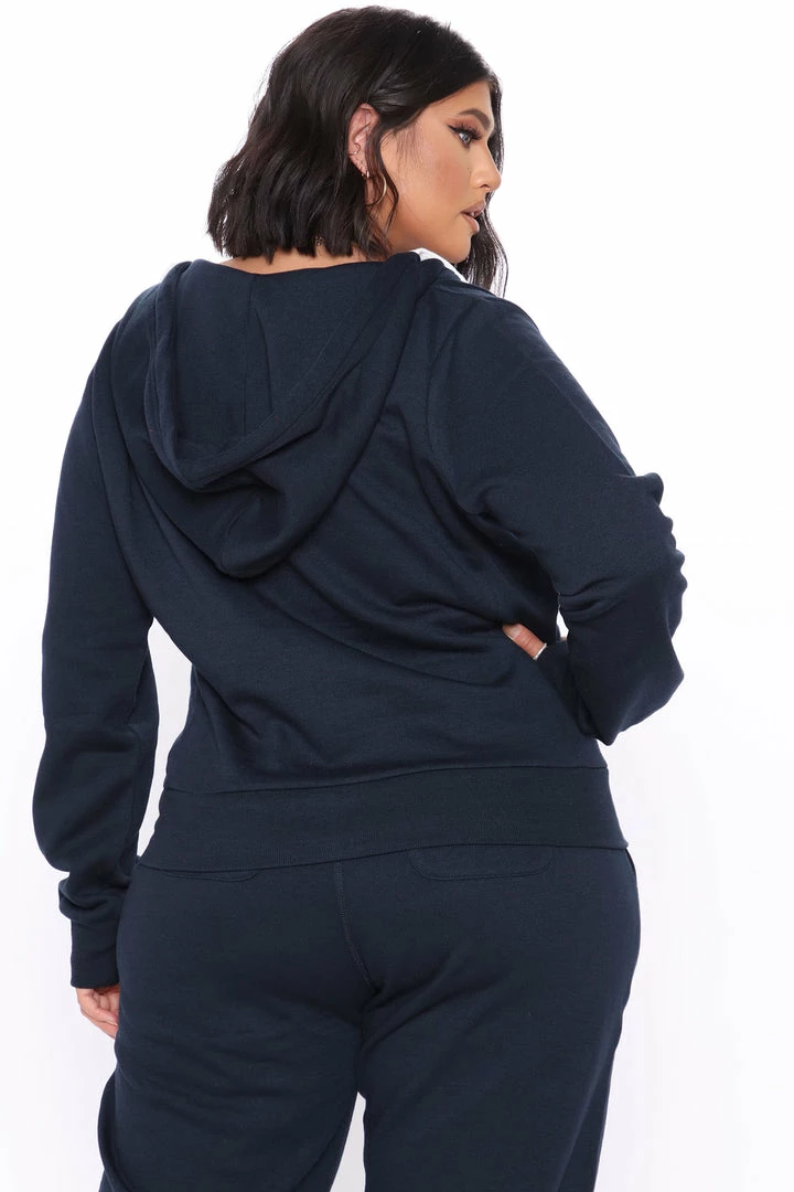 Fashion Nova Relaxed Vibe Zip Up Jacket - Navy