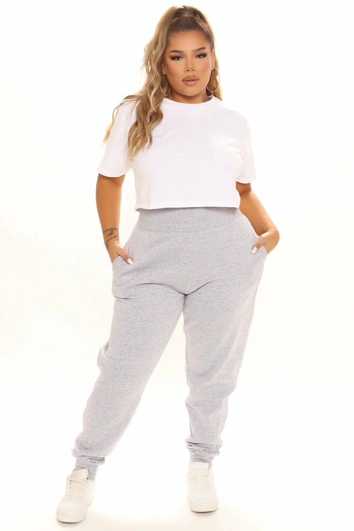 Fashion Nova Not A Game Fleece Jogger - Heathered Grey