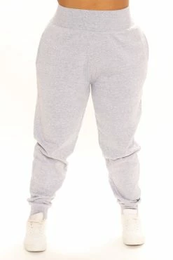 Fashion Nova Not A Game Fleece Jogger - Heathered Grey
