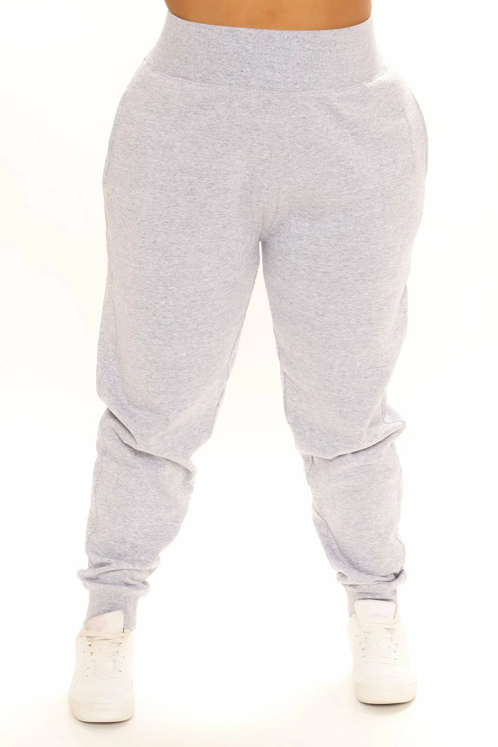 Fashion Nova Not A Game Fleece Jogger - Heathered Grey