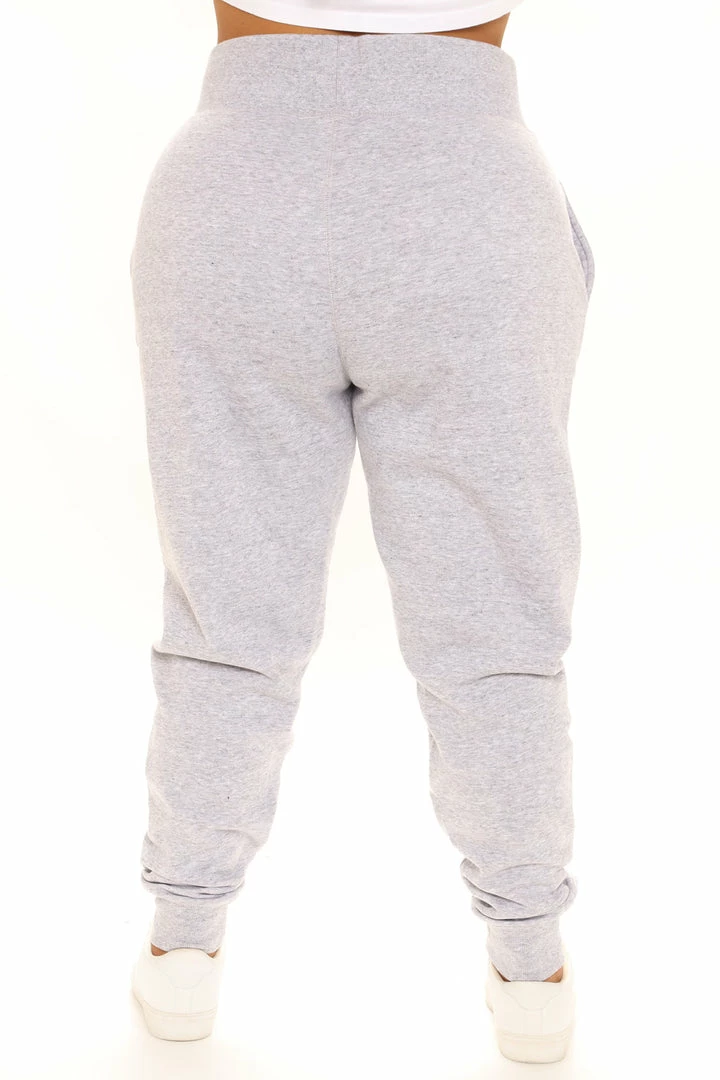 Fashion Nova Not A Game Fleece Jogger - Heathered Grey