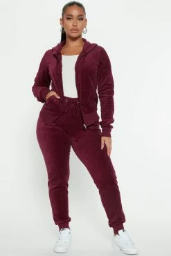 Fashion Nova Loungewear Sets The Original Trendsetter Savage Velour Set - Burgundy