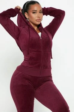 Fashion Nova Loungewear Sets The Original Trendsetter Savage Velour Set - Burgundy