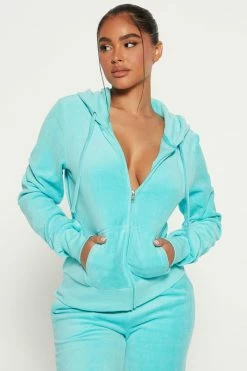 Fashion Nova The Original Trendsetter Baby Girl Velour Set - Turquoise Loungewear Sets