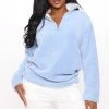 Fashion Nova Karmen Fuzzy Jacket - Light Blue Hoodies & Sweatshirts