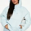 Fashion Nova Head In The Clouds Puffer Jacket - Light Blue Hoodies & Sweatshirts