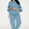Fashion Nova Chill Days Cargo Pant Set - Blue