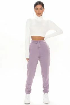 Fashion Nova Unbothered Fleece Jogger - Purple