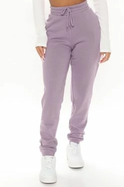 Fashion Nova Unbothered Fleece Jogger - Purple